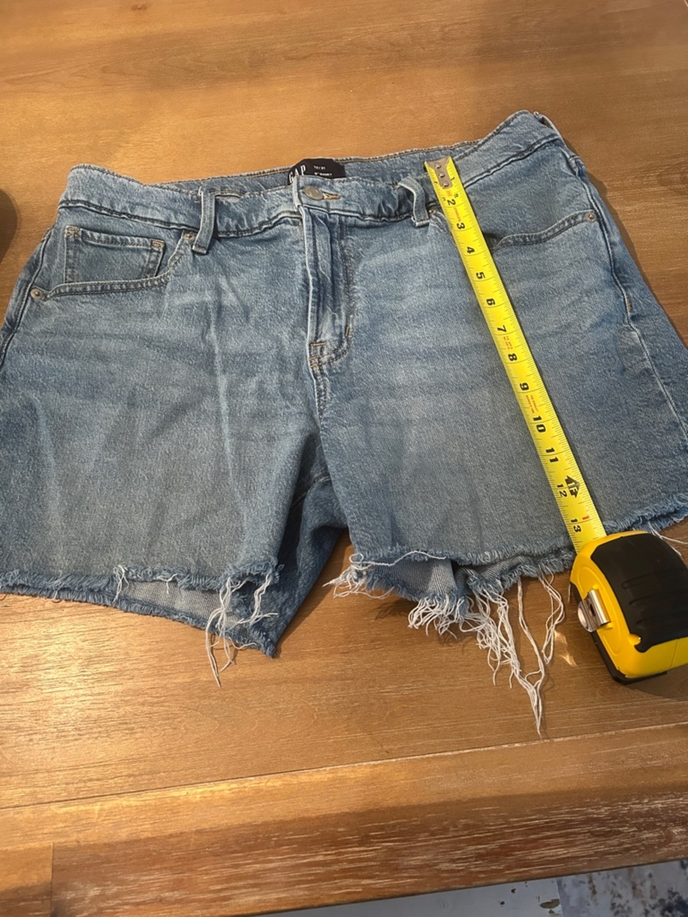 GAP Light Blue Denim Shorts with Frayed Hem- size 12